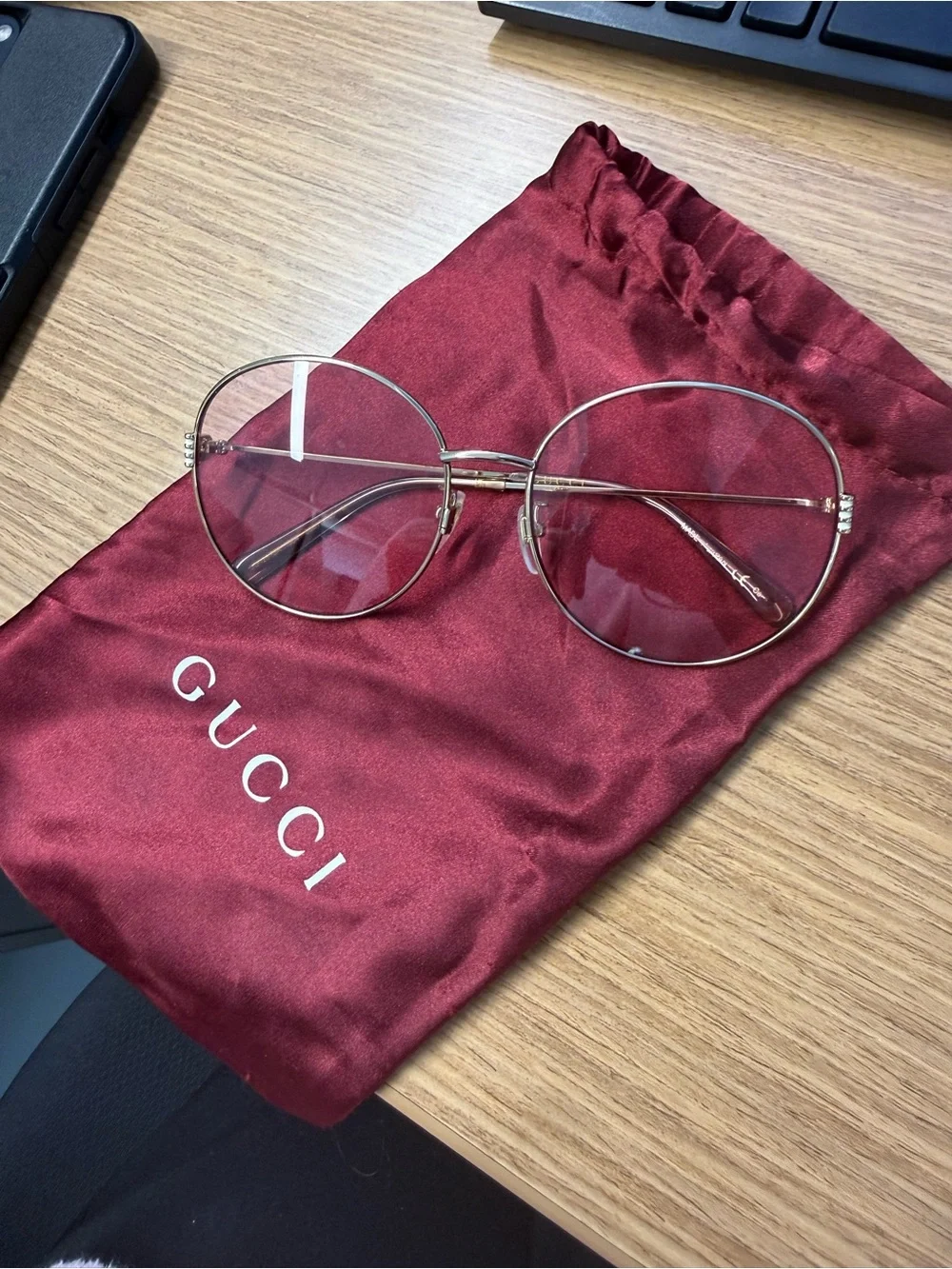 Gucci Women's Gold Metal Round Frame Glasses